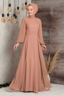 Wedding & Evening - Robe de soirée Hijab camel 100299197 - Turkey