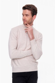 Men Beige Basic Dynamic Fit Turtleneck Knitwear Sweater 100345094