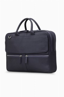 Guard Navy Blue Mega Size Genuine Leather Briefcase with Laptop Entry 100346252