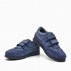 Genuine Leather Velcro Navy Men's Shoes Children's Sports School 100278786