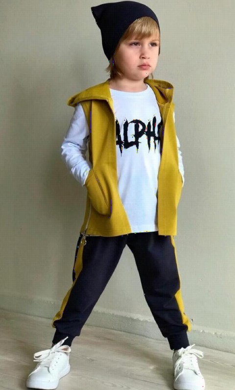 Boy Clothing - Junge Alpha Olive Cepkenli Trainingsanzug Anzug 100326648 - Turkey