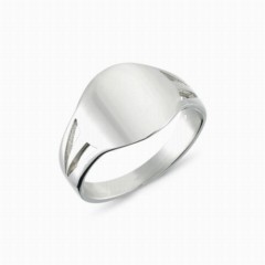 Stoneless Rings - خاتم فضي بيضاوي ذو مسطح مزدوج الذراع 100348239 - Turkey