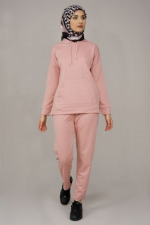 Pajamas - Women's Kangaroo Pocket Tracksuit Set 100325525 - Turkey