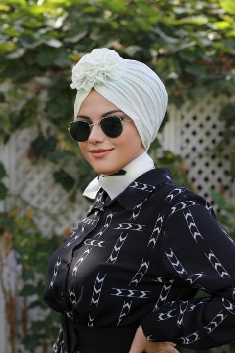 Woman Bonnet & Turban - Doppelseitige Rose Cap cremefarben - Turkey