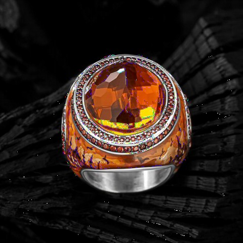 Zircon Stone Istanbul Embroidered Silver Ring 100349394