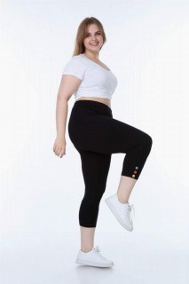 Shorts - Plus Size Buttoned Capri Short Leggings 100276769 - Turkey