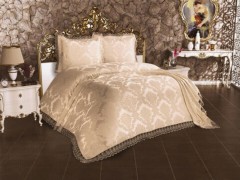 Dowry Bed Sets - Couvre-lit Lalezar en dentelle française Cappucino 100259537 - Turkey