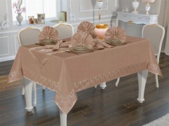 Kitchen-Tableware - French Guipure Lalezar Table Set 18 Pieces Cappucino 100259973 - Turkey