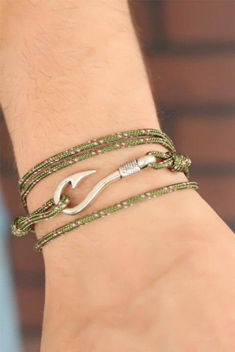 Green Patterned Metal Anchor Men's Bracelet 100318522