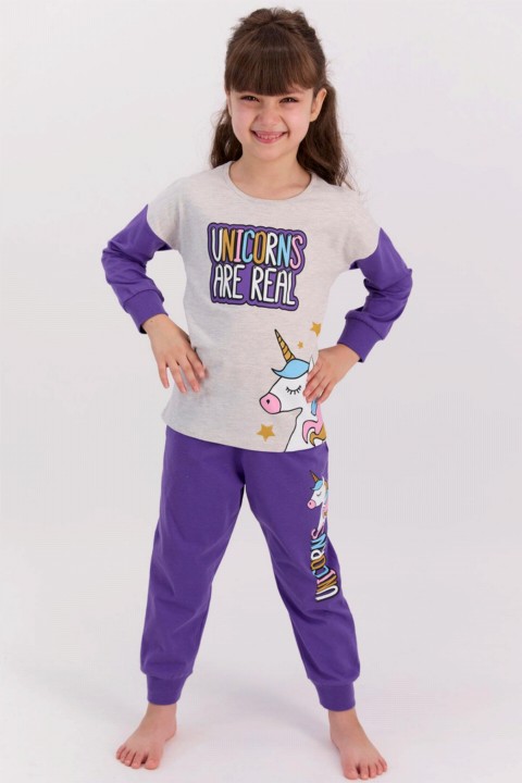 Girl Clothing - Mädchen Junge Einhorn Real Purple Trainingsanzug 100327001 - Turkey