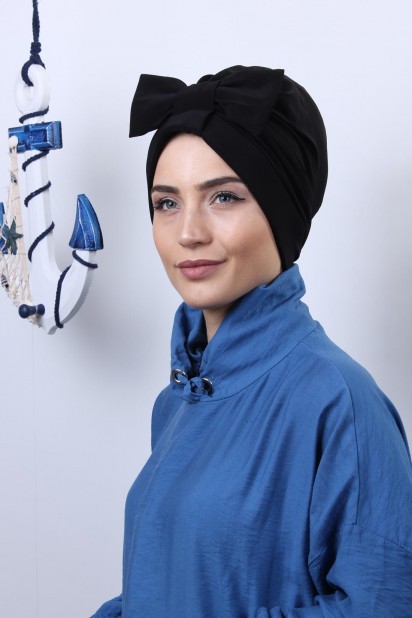Double-Sided Bonnet Black with Bow 100285298