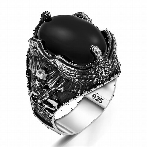 Eagle Wing Toothed Soldier Motif Sterling Silver Ring 100350224