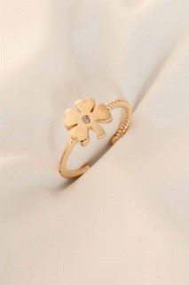 Jewelry & Watches - Zircon Stone Detail Bud Figure Gold Color Women's Ring 100327647 - Turkey