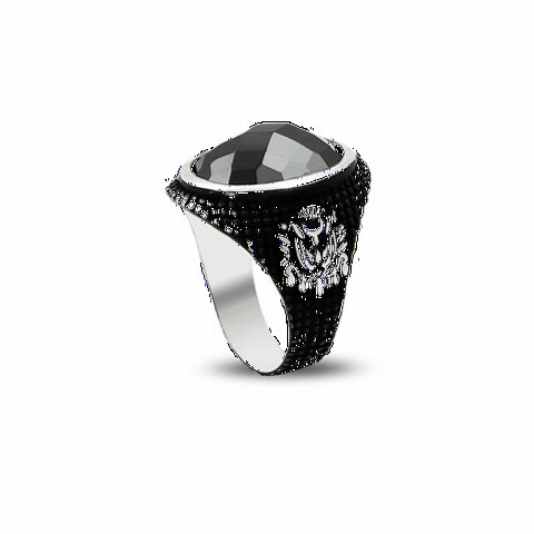Zircon Stone Rings - خاتم من الفضة الإسترليني للرجال من حجر الزركون الأسود 100349291 - Turkey