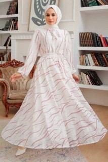 Woman Clothing - Powder Pink Hijab Dress 100341452 - Turkey