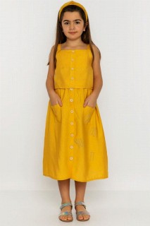 Kids - Girl Child Always Stone Detailed Mustard Skirt Suit 100328374 - Turkey