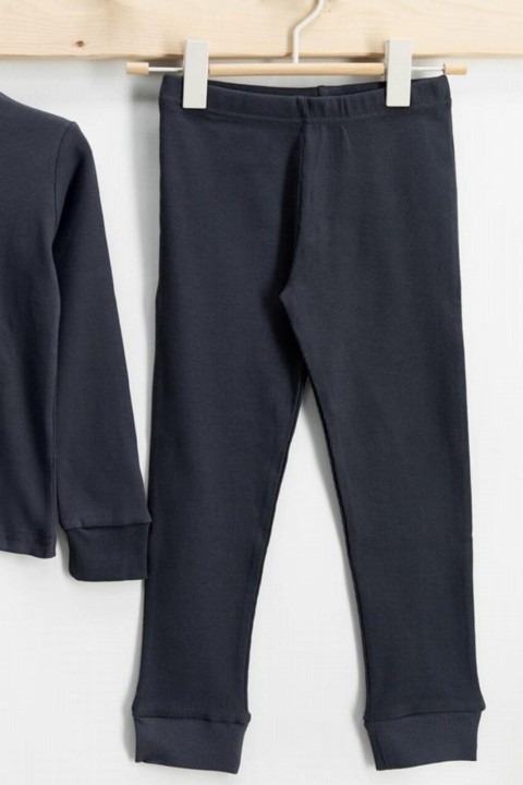 Boys Long Sleeve Button Detailed Ribbed Smoked Pajamas Set 100327015