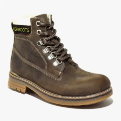 Boots -  أحذية أطفال شتوية من الجلد الطبيعي بسحاب لون رملي 100278625 - Turkey