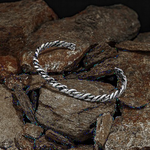 Ivy Patterned Men's Silver Bracelet 100349725
