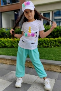 Girl Clothing - Girl Boy Hat Unicorn Green Tracksuit Suit 100326824 - Turkey