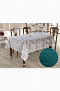 Knitted Panel Pattern Rectangle Table Cloth Bahar Petrol 100259281
