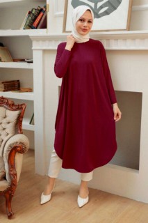 Clothes - Claret Red Hijab Tunic 100338750 - Turkey
