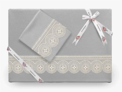 Dowry set - Birella Plain French Guipure Duvet Cover Set Gray 100259350 - Turkey