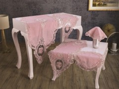 Home Product - French Guipure Velvet Elite Living Room Set 5 Pieces Powder 100259616 - Turkey