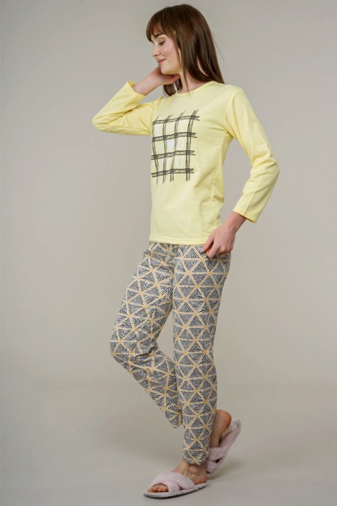 Women's Text Patterned Pajamas Set 100342561