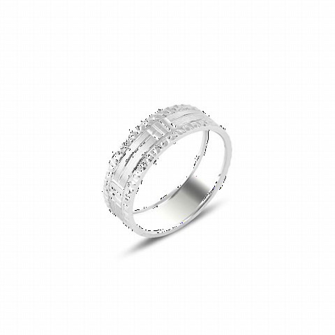 Silver Rings 925 - خاتم زواج فضي مزين بخط بسيط 100347046 - Turkey