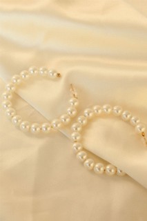 Earrings - Gold Color Ring Model Pearl Double Earrings 100326511 - Turkey