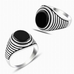 Men Shoes-Bags & Other - Black Onyx Stone Sterling Silver Ring 100347859 - Turkey