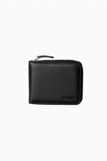Men Shoes-Bags & Other - Black Zipper Horizontal Mini Genuine Leather Wallet 100346318 - Turkey