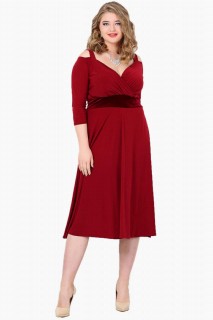 Evening Cloths - Plus Size Shoulder Strap Evening Dress 100276023 - Turkey