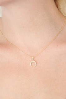 Gold Color Crescent Figure Women Necklace Earring Set 100327951