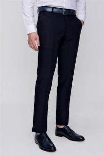 Men's Navy Blue Basic Straight Slim Fit Slim Fit Trousers 100351295