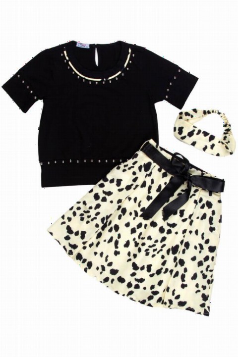 Outwear - Perlenbestickter und Bandana-Anzug mit dalmatinischem gelben Rock für Mädchen 100327258 - Turkey