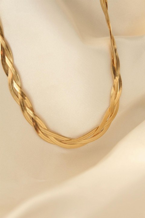 Necklaces - Steel Gold Color Spiral Necklace 100319694 - Turkey