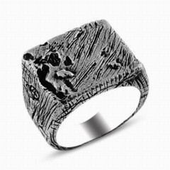 Stoneless Rings - Tree Bark Silver Ring 100346800 - Turkey