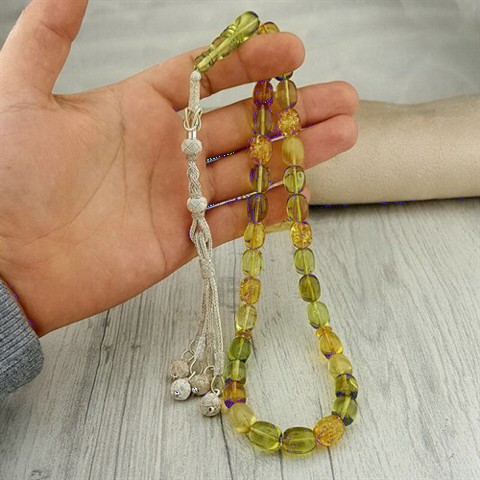 Rosary - Kazaz Tasseled Capsule Cut Drop Amber Rosary 100349549 - Turkey