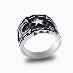 Moon Star Rings - خاتم مون ستار من الفضة المطحونة باللون الأسود 100347708 - Turkey