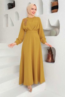 Evening & Party Dresses - فستان سهرة حجاب أصفر حمضي 100340149 - Turkey