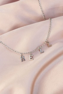 jewelry - New Season Hell Written Silver Color Dangle Necklace 100319156 - Turkey