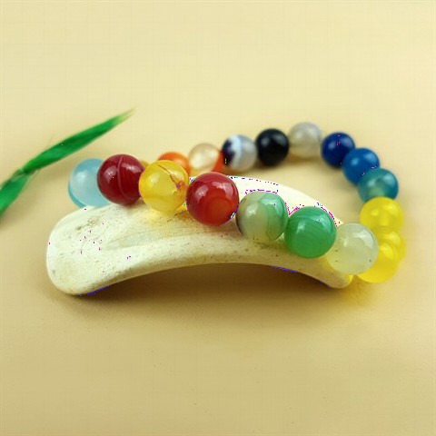 Men - Colorful Agate Natural Stone Bracelet 100349864 - Turkey