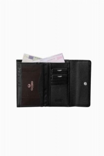 Black Snap Fastener Genuine Leather Women's Wallet 100346309