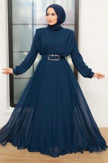 Evening & Party Dresses - فستان سهرة حجاب أزرق كحلي 100341232 - Turkey