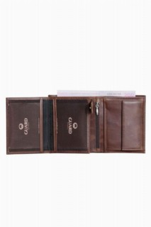 Multi-Compartment Vertical Antique Brown Leather Men's Wallet 100346232