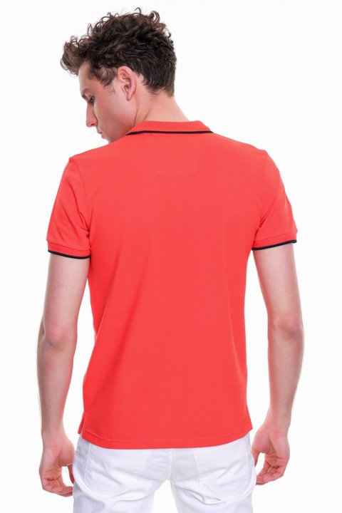 Men's Pomegranate Flower Basic Polo Neck Pocketless Dynamic Fit Comfortable Fit T-Shirt 100351218