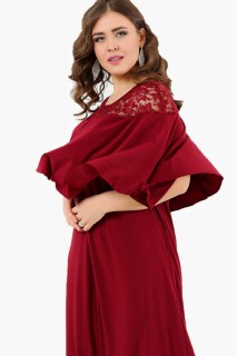 Plus Size Long Evening Dress with Cape Collar Covering the Sleeves 100276272