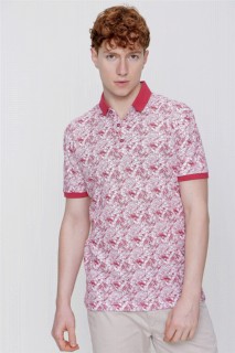 Men's Pomegranate Blossom Polo Collar Printed Dynamic Fit Comfortable Cut T-Shirt 100350727